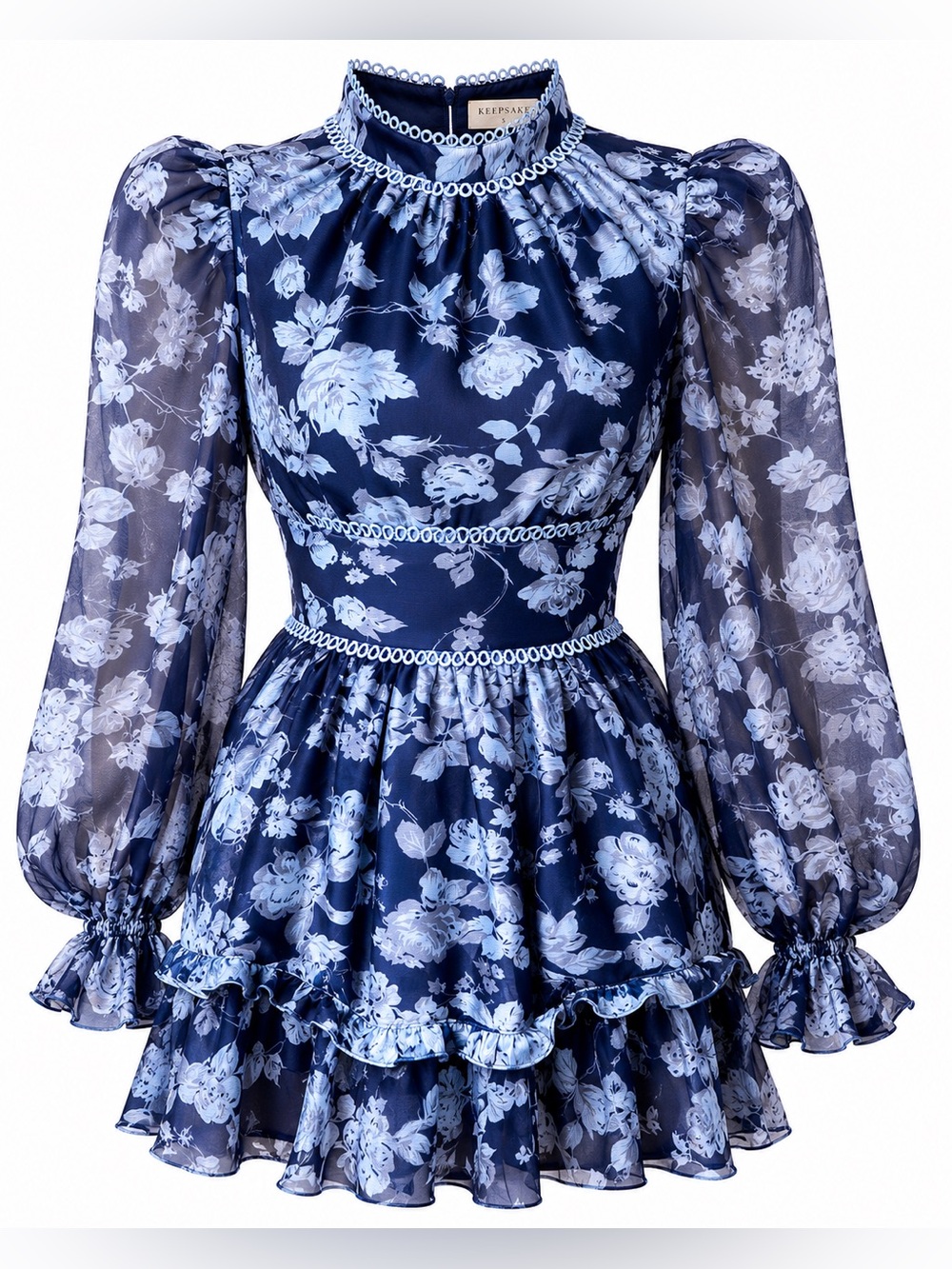 Keepsake Floral‎ Mini Dress Whimsy Goth Coquette Puff Sleeve Cottagecore Sz 4